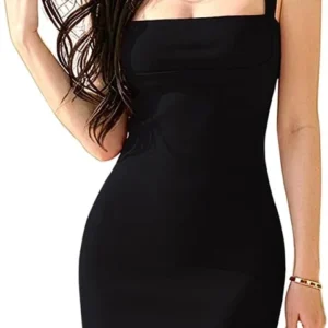 Aahwan Solid Bodycon Square Neck Long Party Dress for Women's & Girl's